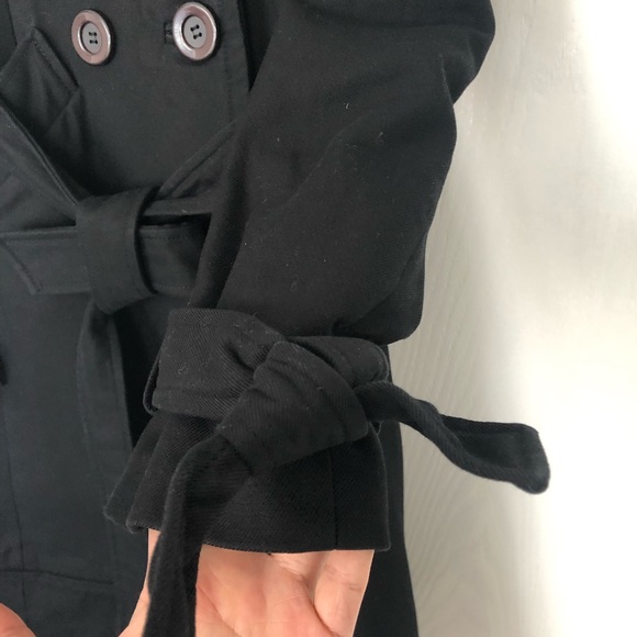 French connection double breasted trench coat black lined forever style US XS-S - Picture 4 of 10